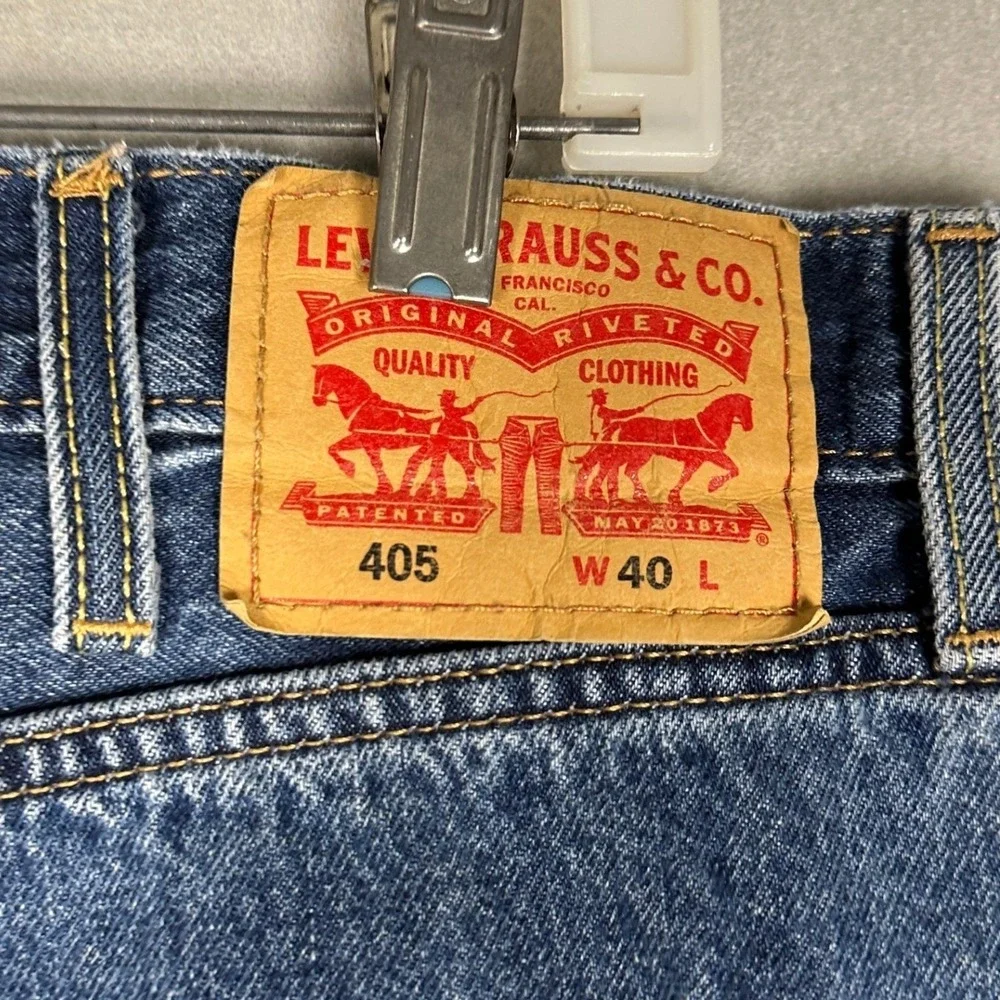 Levis 405 Shorts Mens 40X10 Blue Standard Fit Denim 5-Pocket Red Tab Flat Front